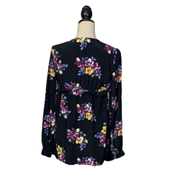 Isabel Maternity Black Floral Top Sz XS - Picture 2 of 4